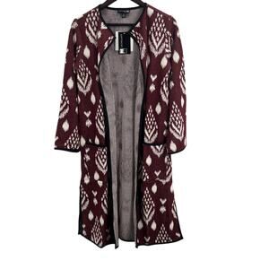 Anthony Originals Red Patterned Cardigan Sweater‎ Size Small New